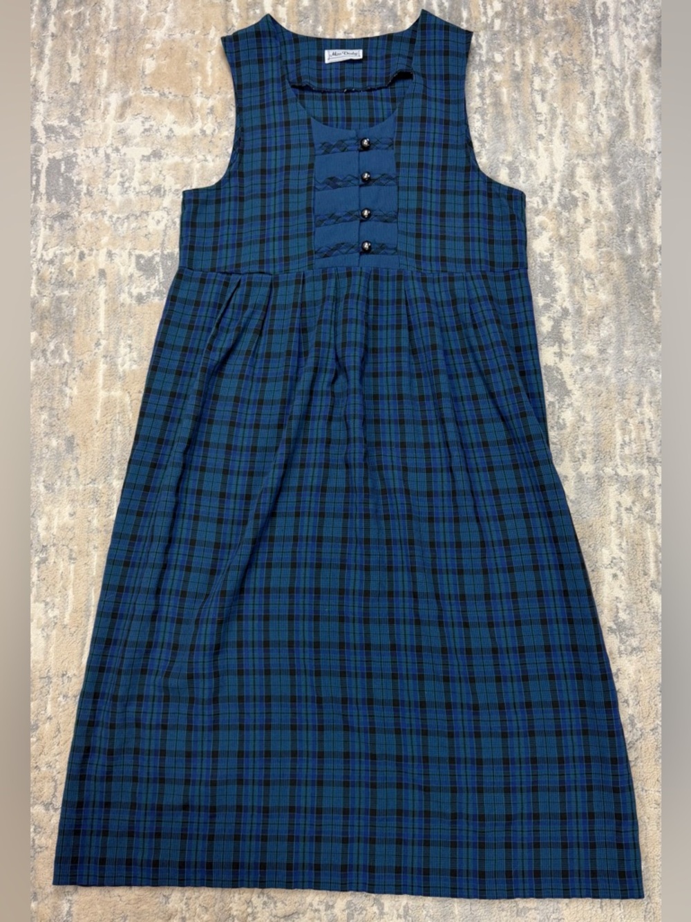 Vintage 90's Tartan Plaid Long Dress Miss Dorby L/XL